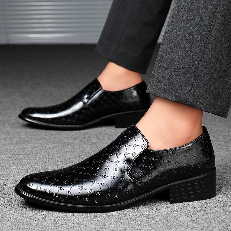 Men Height Increasing Dress Oxford Working Heel Non Slip Anti-Slip Low Top Rubber Sole Shoe Slip-on Casual Synthetic Leather Round Toe3