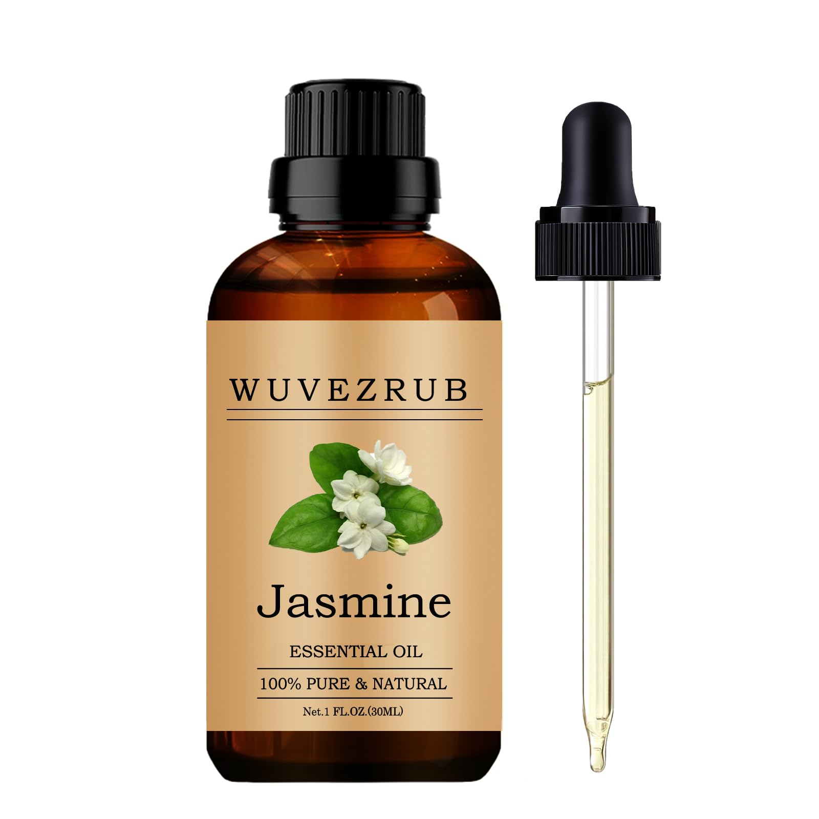 Aceites esenciales de jazmín orgánico de 30 ml, aceite esencial de jazmín puro y natural para difusor de aromaterapia, jazmín, 1 onza líquida