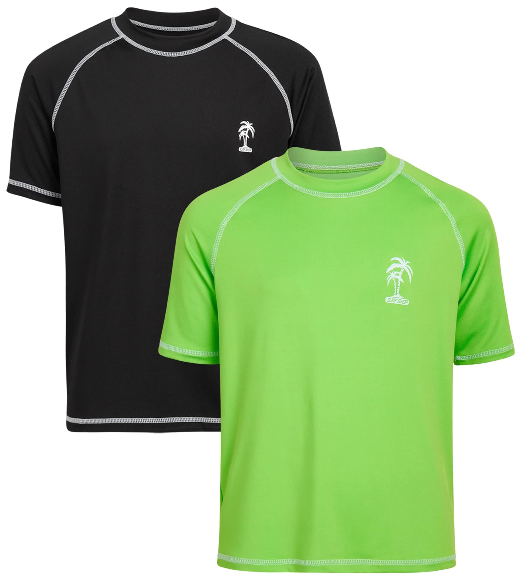 iXtreme Boys Swim Shirt - 2 Pack Rashguard UPF 50+ Quick Dry Rash Guard Short Sleeve for Infant Toddler & Big Boys (12M-18)