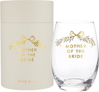 Santa Barbara Design Studio Wedding Party Gift Boxed Wine Glasses Gold Foil Stemless Wine Glass, 17-Ounce, Mother Of The Bride