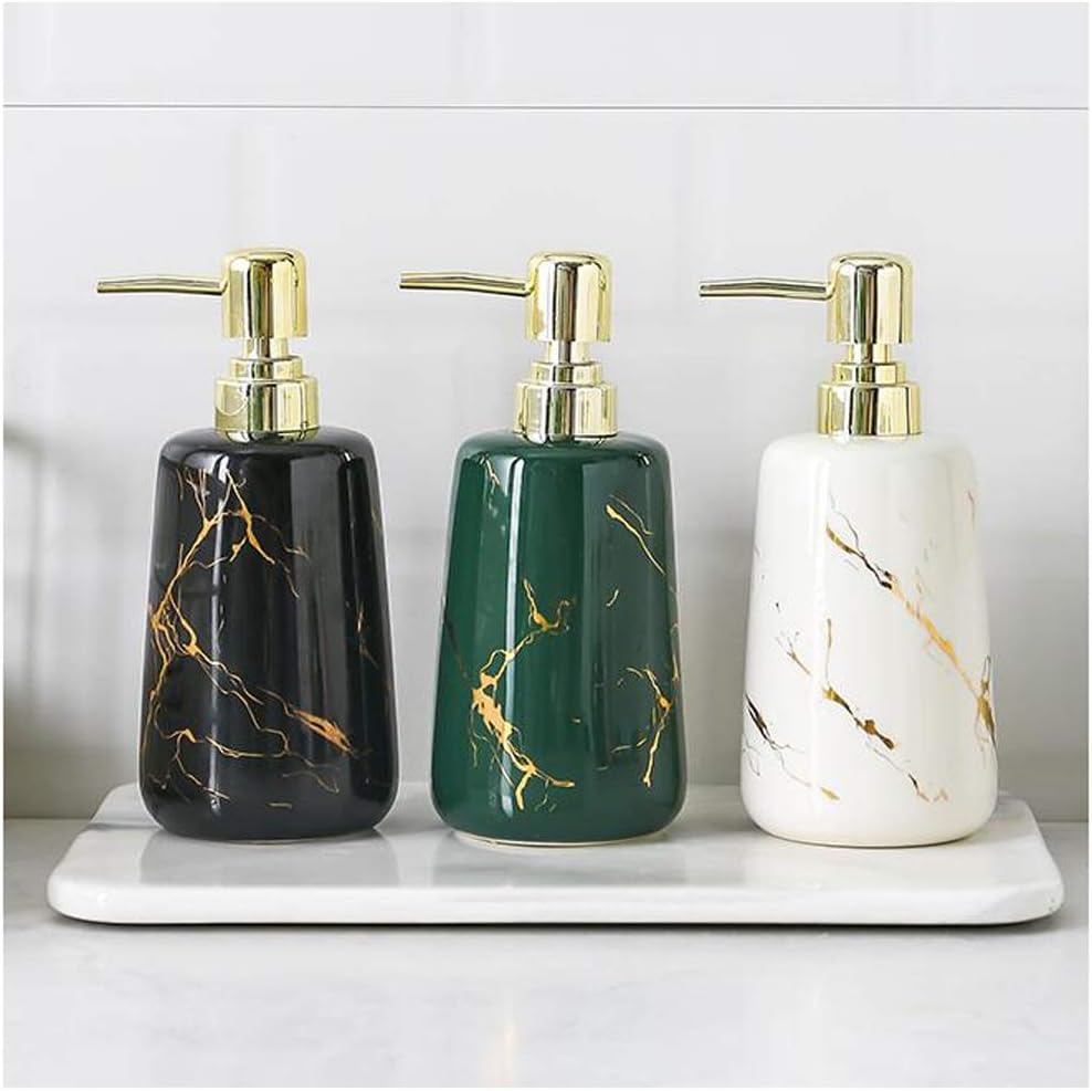 Ceramics Soap Dispenser Pump Shower Gel Shampoo Container Pressure Bottle Lotion Bottle Bathroom Kitchen Accessories (Color : White, Size : 400ml)