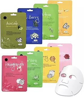 Skincare Facial Mask Sheets,Organic Face Mask,Face Mask Facial,Collagen and Cleansing Facial Mask,Skin Repair Mask,Beauty Mask Multipack,Vitamin-C Mask For All Skin Types.8 Sheets.