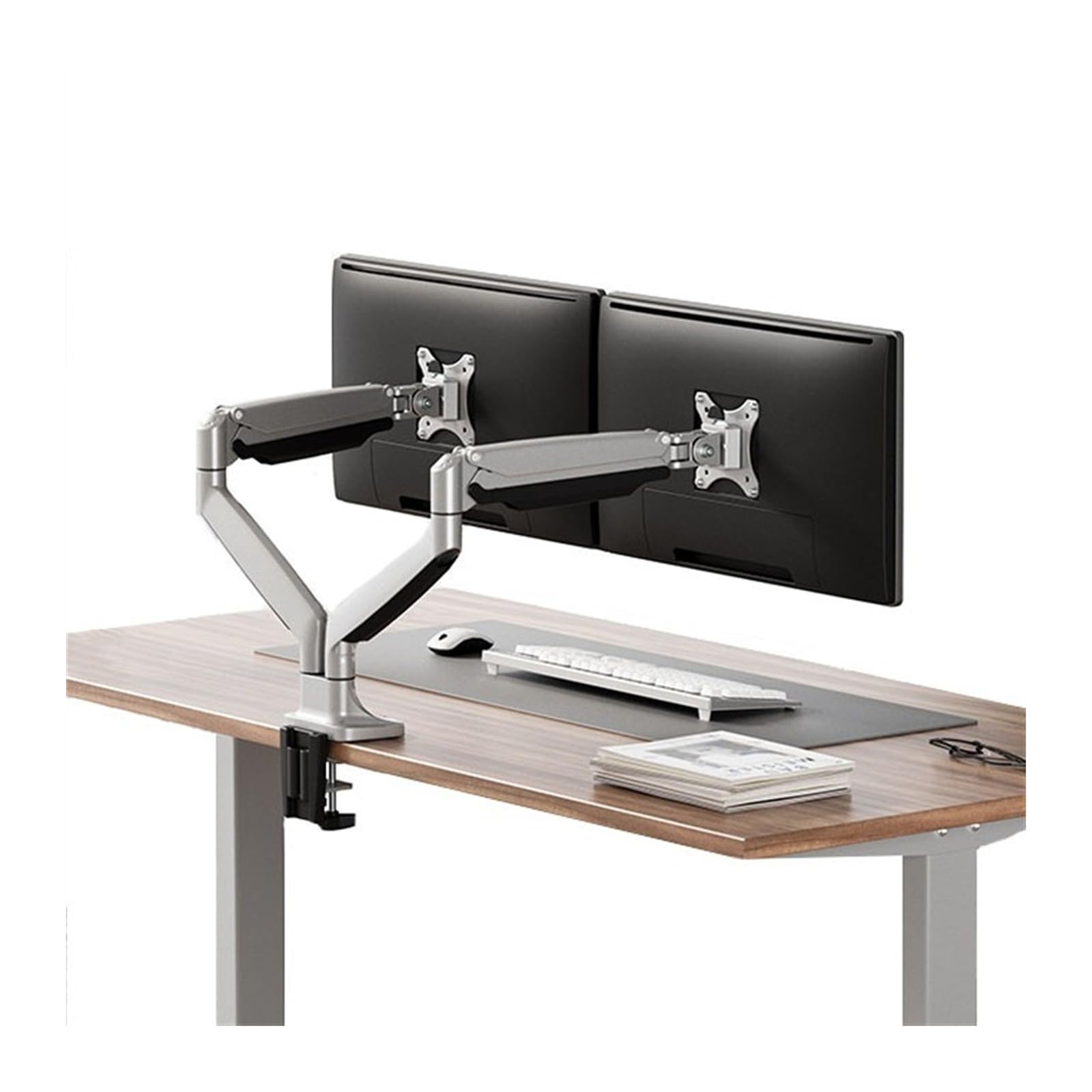 Aioneer Monitor Arm Dual Monitor Desk Mount For Max 32 Inch, 19.8 Lbs Screen, Aluminum Monitor Arm Mount Adjustable Gas Spring Monitor Arm With 75/100Mm Monitor Mount Arm