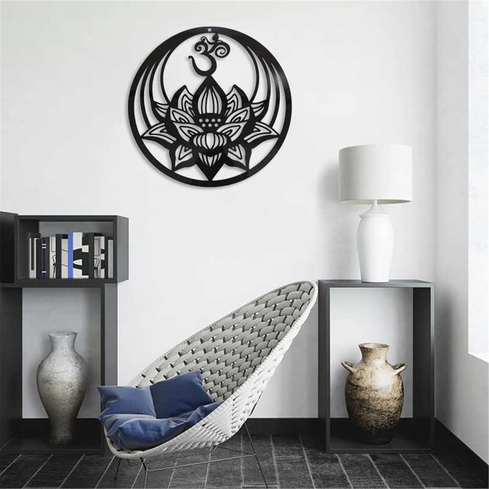 3D Lotus Metal Wall Decor, 60x60cm Duża Mandala Wall Art rzeźby wystrój domu Metal Flower Wall Decor wiszące ozdoby do salonu Sypialnia Pokój do jogi Ogród, dekoracje świąteczne