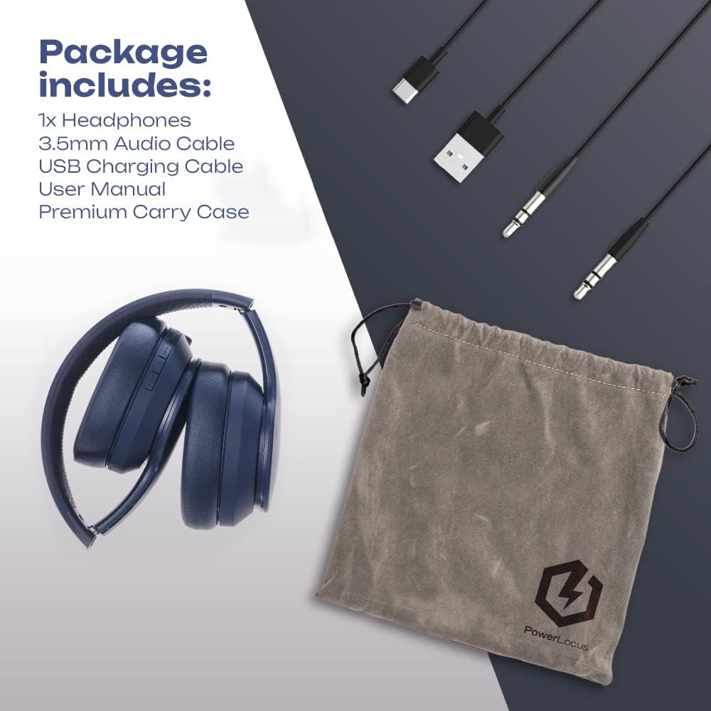 PowerLocus Wireless Bluetooth Over Ear Headphones with Microphone, 50H Playtime, HiFi Stereo Sound, Deep Bass, Soft Earmuffs, Foldable Lightweight Headphones for Travel/PC/Cell Phone - Image 8