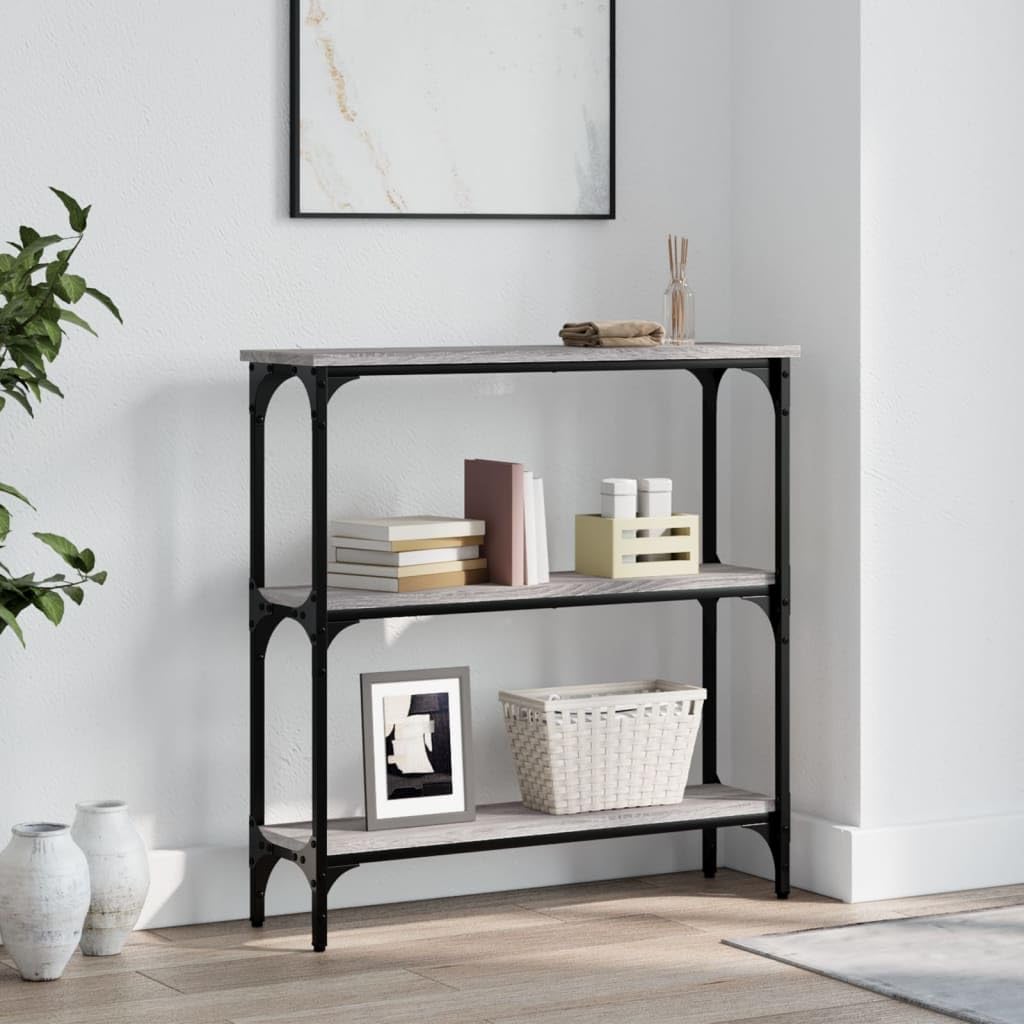 SXZenSpace Console Table Grey Sonoma 75 x 22.5 cm Engineered Wood with Robust Metal Frame Hallway Side for Living Room, Corridor and Bedroom
