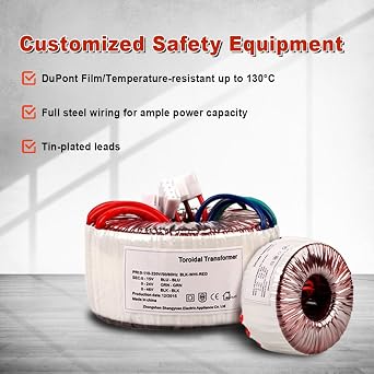 ATO 120VA Toroidal Transformer for Audio Amplifier, Single Phase, 110V to 2 * 6V, Power Toroidal Transformers, for Electrical Control, Medical Equipment