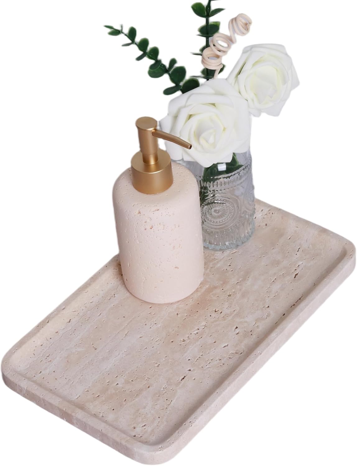 Natural Marble Vanity Tray for Bathroom Counter-12 X6 Decorative Tray for Perfume, Candles, Stone Jewelry Dish Tray