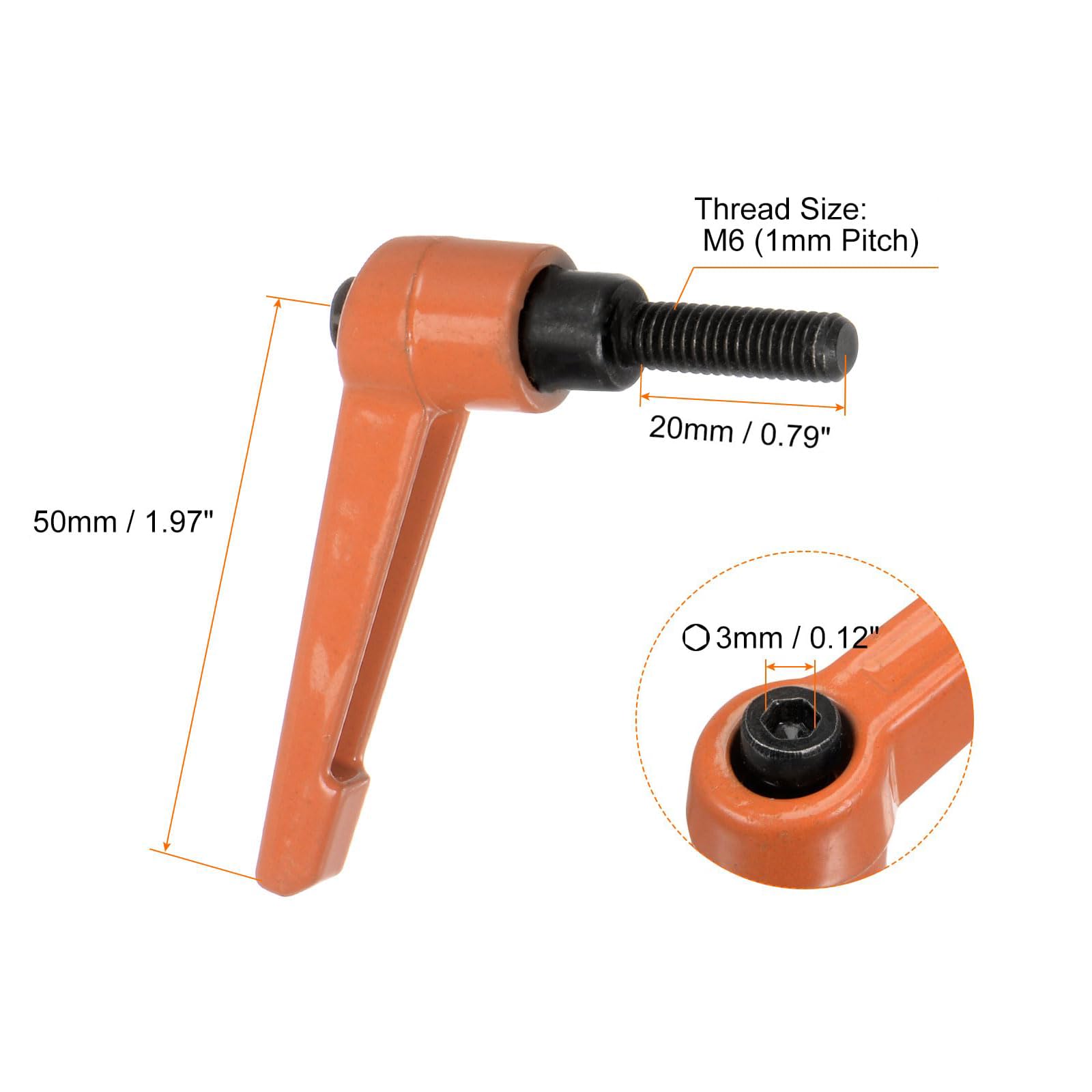 TA-VIGOR 4Pcs Adjustable Clamping Lever Handles, M6 x 20mm Locking Quick Release Push Button Ratchet Screw Knobs - Image 2