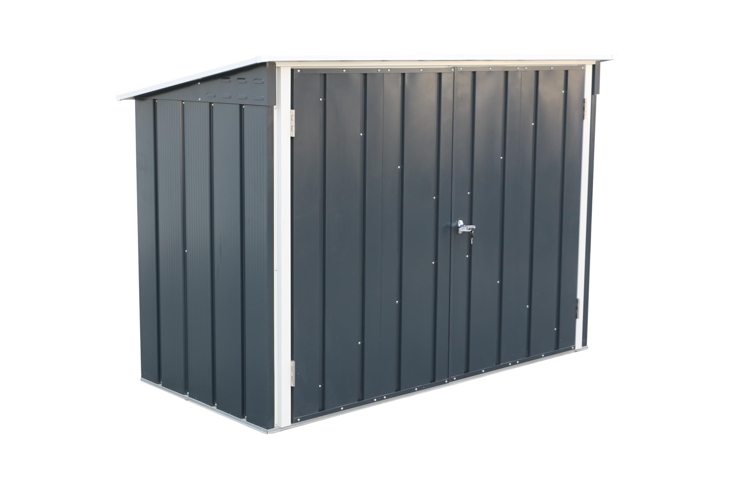 Duramax Abri à vélos pour 2 vélos avec portes doubles verrouillables entièrement larges, abri de stockage en métal, abri de jardin pour vélos, stockage de vélos, 203 x 101 x 146 cm, anthracite