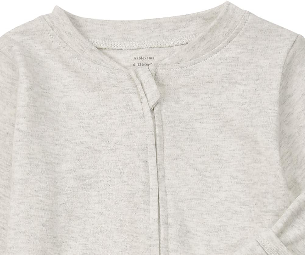 Aablexema Baby Footie Pajamas with Mittens - 3Pcs Infant Cotton Footed One Piece Sleepwear Outfits - Image 4