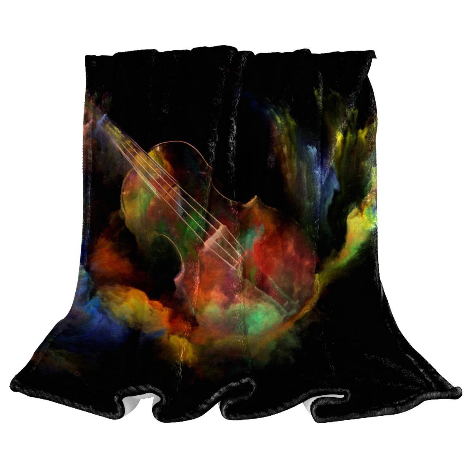 Couverture polaire noire et colorée en peluche légère pour canapé de salon