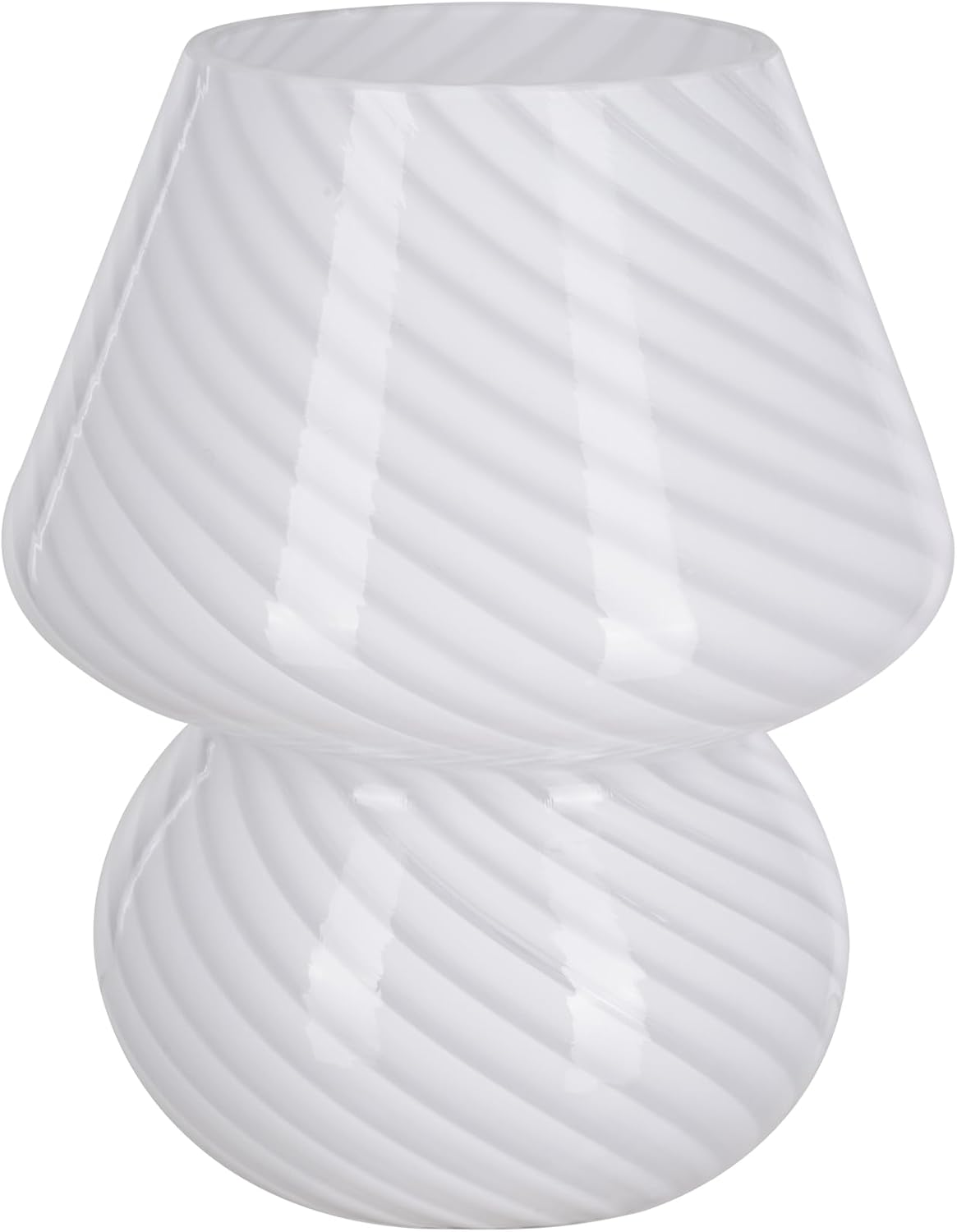 Catalina Lighting 8" Glass Mushroom Lamp, White Stripe, Glossy Finish