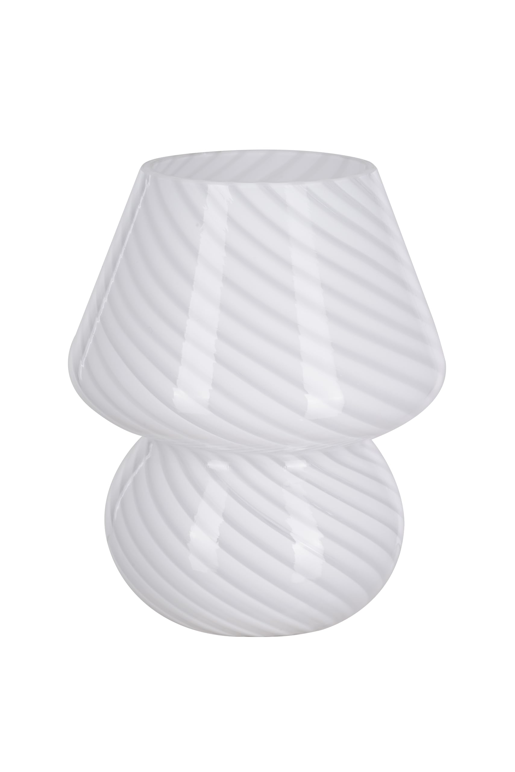 Catalina Lighting 8" Glass Mushroom Lamp, White Stripe, Glossy Finish