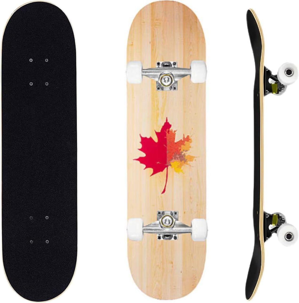ERNAN Complete Skateboard for Beginners,31 x 8 Inch Double Kick Skateboard for Kids Teenagers & Adults. with Skate T-Tool. (Primary Colour-C)