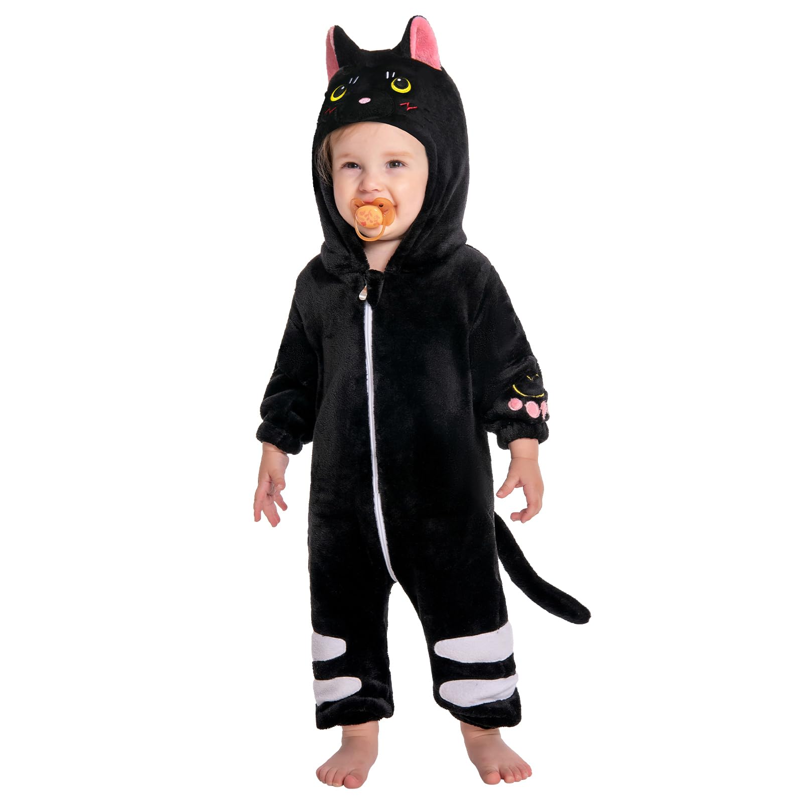 OLAOLA Grenouillère Bébé Unisexe, Pyjama en Flanelle Douce, Costume d'Animal pour Enfant, Combinaison à Capuche Cartoon