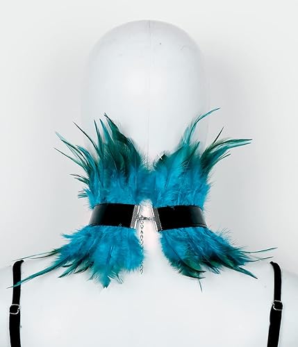 Miniatura 8 de L'VOW Gargantilla gótica de plumas naturales victorianas de cuero sintético para disfraz de Halloween