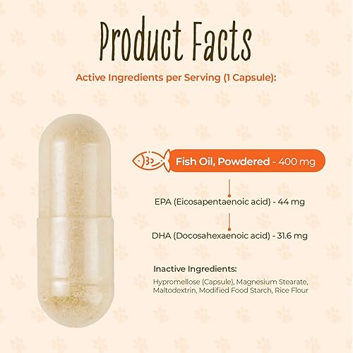 Miniatura 5 de Pawsomely Healthy Aceite de pescado omega-3 para perros, aceite de anchoa capturado en la naturaleza, alto EPA y DHA, apoya la piel, el abrigo, las