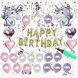Unicorn Party Supplies Birthday Party Decorations for kids 27 pack | unicorn party kit theme with Glitter Unicorn Headband for Birthday Girl Gold balloon Foil Latex Balloon