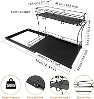 Vista 2 de Pull Out Cabinet Organizer 2 Tier Under Sink Slide Out Kitchen Cabinet Storage Shelf Metal Sliding Storage Basket Drawer for Kitchen Bathroom Pantry