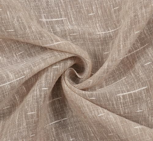 Image of Exporthub Cotton Sheer Curtains 7 feet Long Set of 2 for Door Curtains Brown Color - (EHSPR062 74)