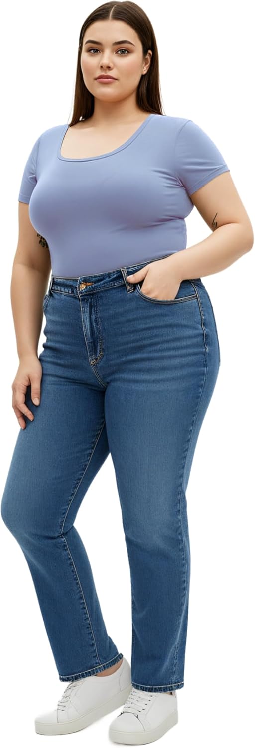 Emmalise Women's Short Sleeve Tshirt Scoop Neck Tee Value Pack Junior Plus Sizes - Image 5