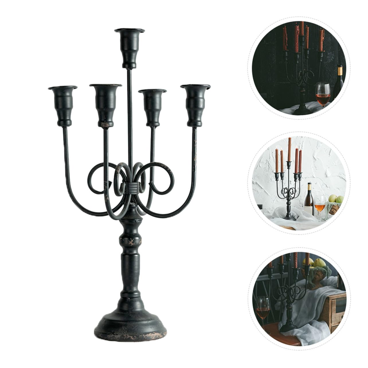 TOPBATHY 1Pc Candeliere 5 Bracci Supporto Di Decorazione Di Cerimonia Nuziale Finiture In Metallo Tealight Supporto Di Vitnage Tealight Titolare Decorazione In Metallo