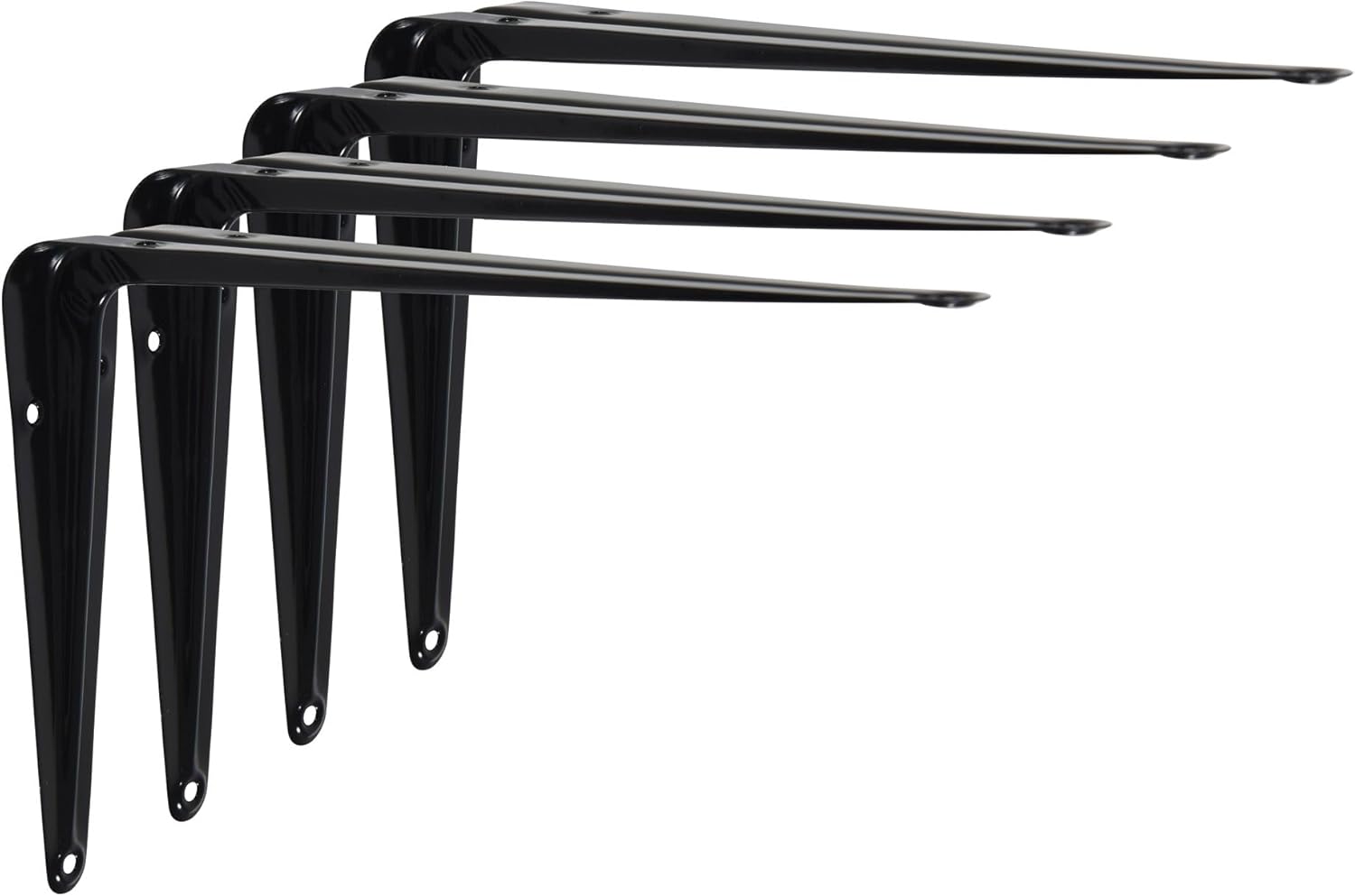 Neptune Black London Style Metal Steel Shelf Wall Brackets 75mm x 100mm - 3" x 4" (Black - 75mm x 100mm - 3" x 4", 16, Pack)