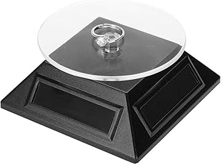 Solar Display Stand, 360 Degrees Rotating Turntable Solar Rotating Display Turntable for Watch Phone Jewelry Model Collection Displaying(Black)