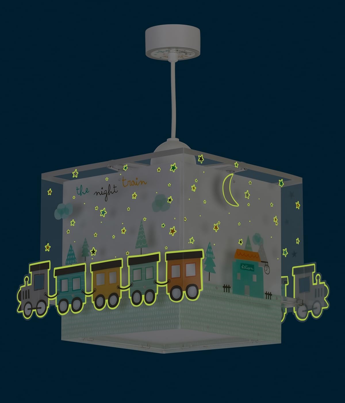 Lampada a sospensione per bambini Dalber The Night Train, Treno, multicolore, 63532M, E27, lampade per bambini, cameretta.