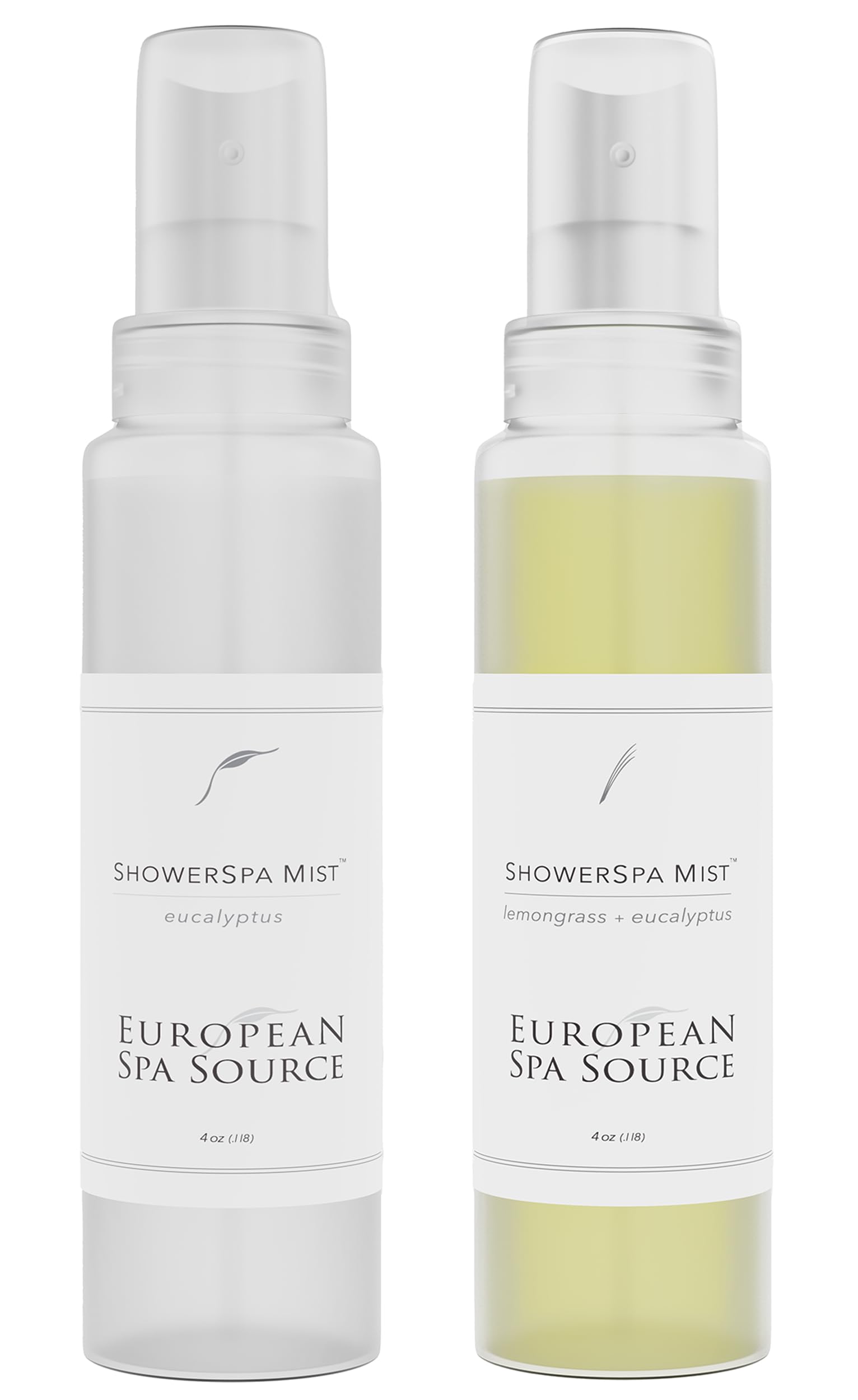 European Spa SourceShowerSpa Mist Spray Bundle (Classic Eucalyptus & Lemongrass + Eucalyptus) for Aromatherapy, at Home Spa Experience, Sinus Congestion Relief, and Tension Relief, 4 fl oz. (Each)