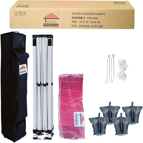 Miniatura 6 de Tienda de campaña desplegable Ez de 10 x 10 pies, refugio instantáneo comercial con bolsa de transporte resistente y 4 paredes laterales extraíbles,