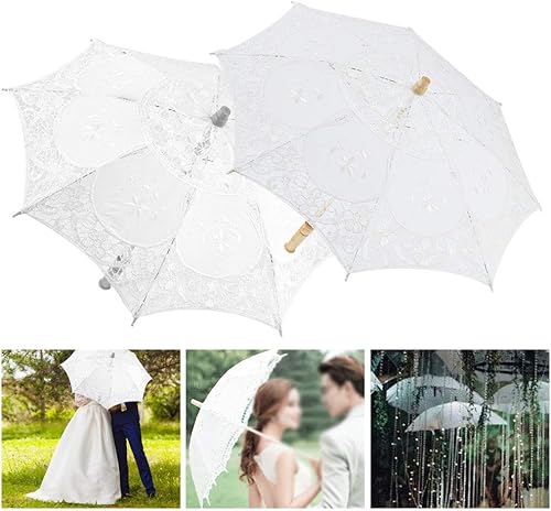 Miniatura 4 de Rosvola Sombrilla de encaje, mini paraguas de encaje para boda, sombrilla para novia, sombrilla para decoración de fiesta, baile, fotografía,