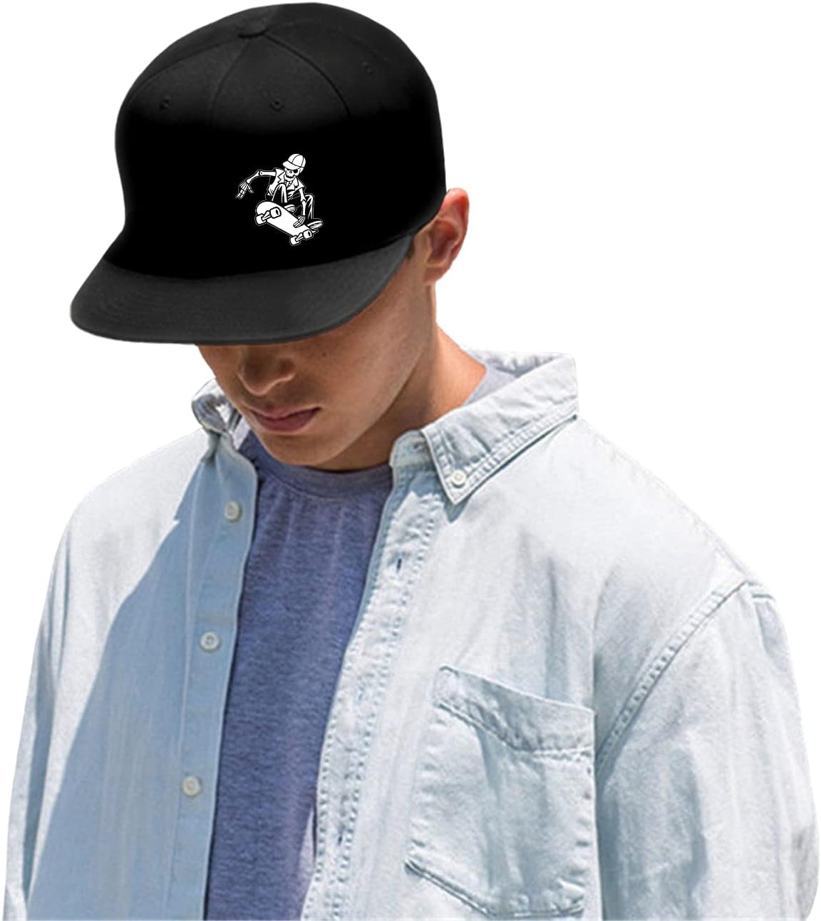 Flat Bill Brim Hat for Men Snap Backpack Men Snapback Hats Trucker Hats Adjustable Men's Baseball Caps Black - Image 2