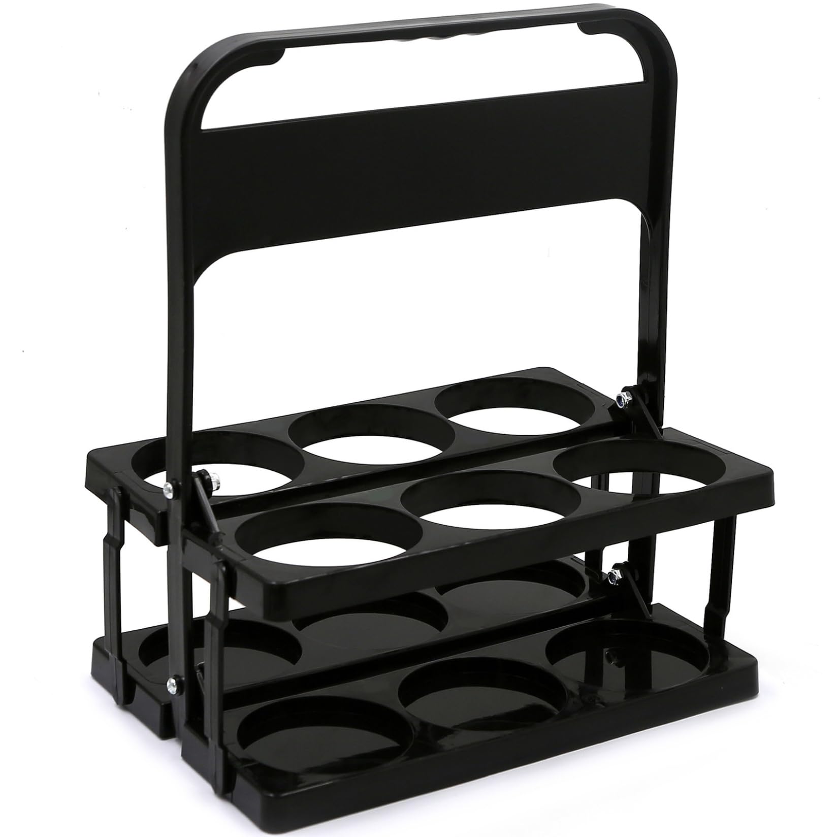 CAKEEYUM Foldable Plastic Drink Carrier with Handle Reusable Cup Holder Carrier 6-Pack Beer Bottle Holder for Drinks - Black
