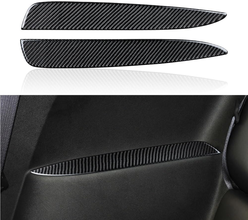 Car Rear Seat Armrest Sticker Decal Carbon Fiber Trim Cover Compatible for Chevrolet Camaro 2010 2011 2012 2013 2014 2015 Accessories(Black)