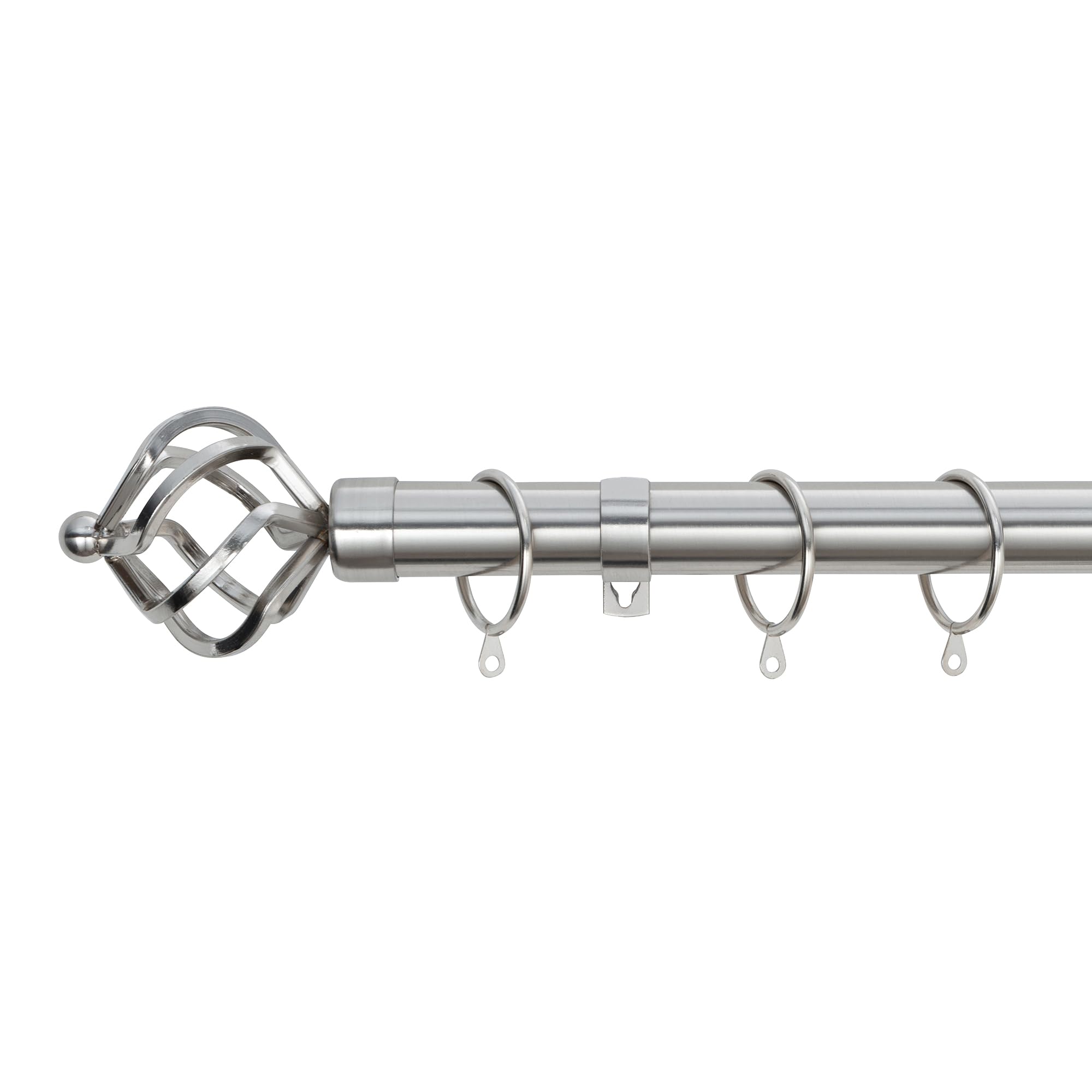 A.Unique Home Twisted Metal Extendable Curtain Pole with Rings and Fittings, In a Variety of Colours and Sizes (25/28mm)(Brushed Steel , 70cm - 120cm, 28" to 47" Approx)