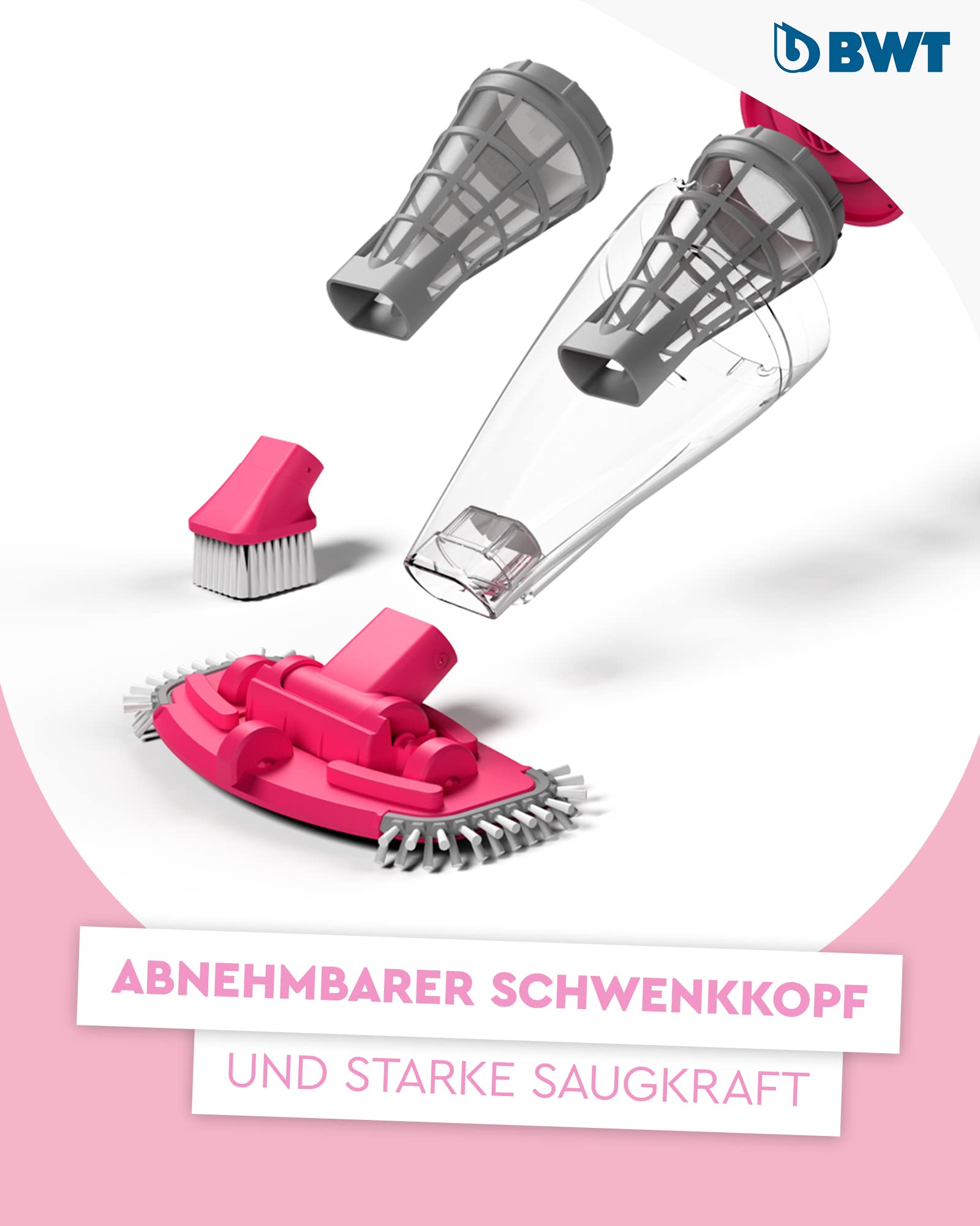 BWT Poolsauger Akku BC50, kabelloser Pool Bodensauger | Kabellos, 40min Laufzeit, 2000 mAh, für Pools bis 25000l, USB-Ladung
