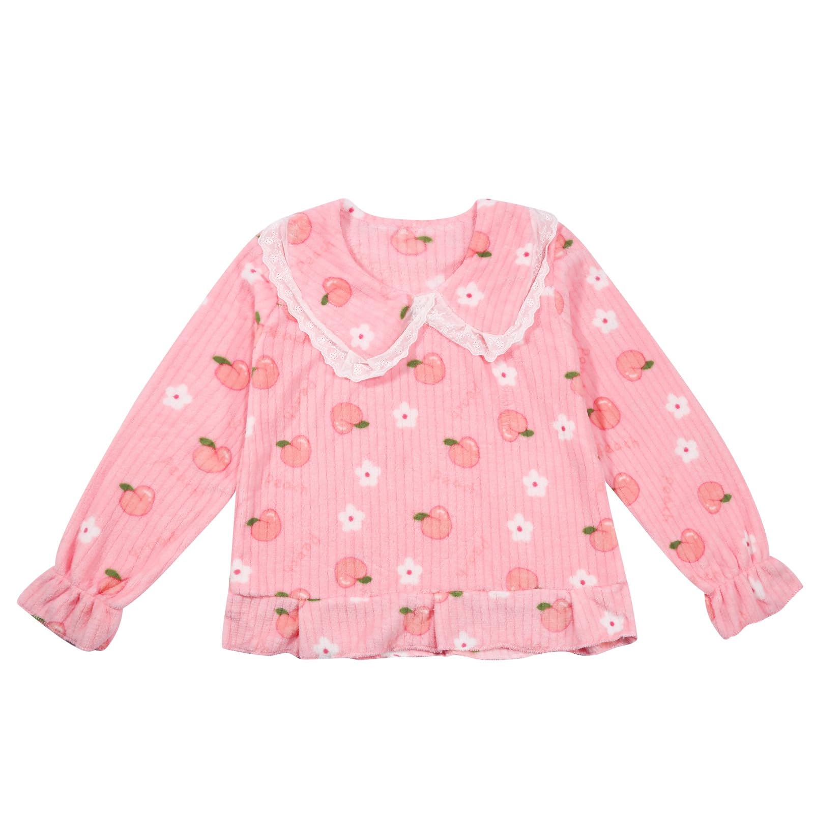 Pigiama da donna in peluche, 2 pezzi, svasato, soffice, flanella, carino pigiama per coppie, caldo, pesante, girocollo, personalizzato, comodo, pigiama comodo, set morbido pigiama per notte