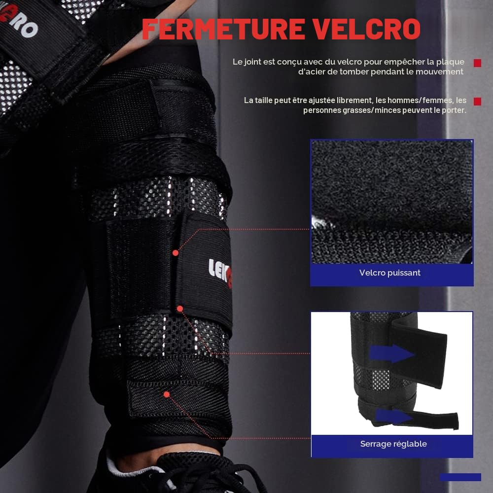 Lot de 2 poids de poignet réglables, poids amovibles pour poignet et cheville pour homme et femme, pour le fitness, la marche, le jogging, l'entraînement, la course à pied