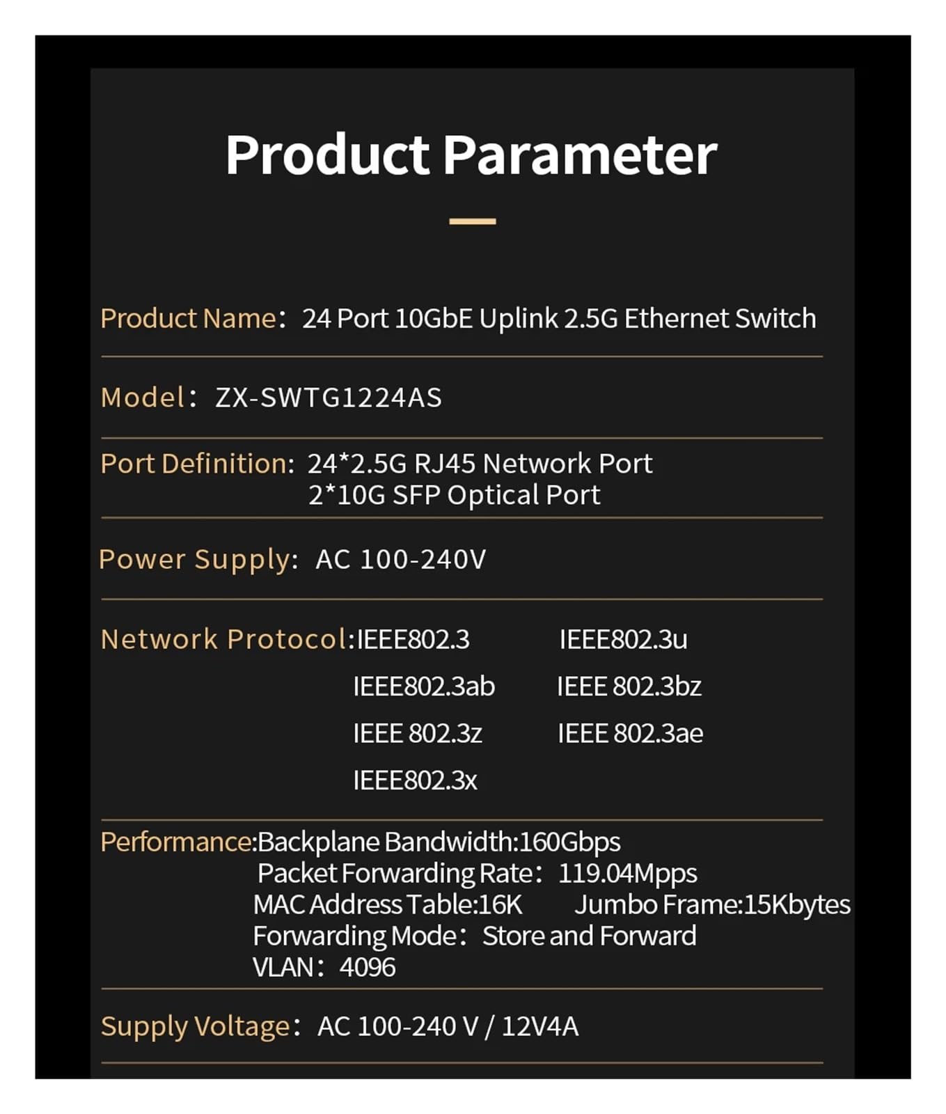 24-portowy przełącznik Ethernet 2,5 GbE, 2-portowy przełącznik sieciowy 10 G SF.P+, 160 G szerokopasmowy koncentrator sieciowy, rozdzielacz internetowy, Plug & Play