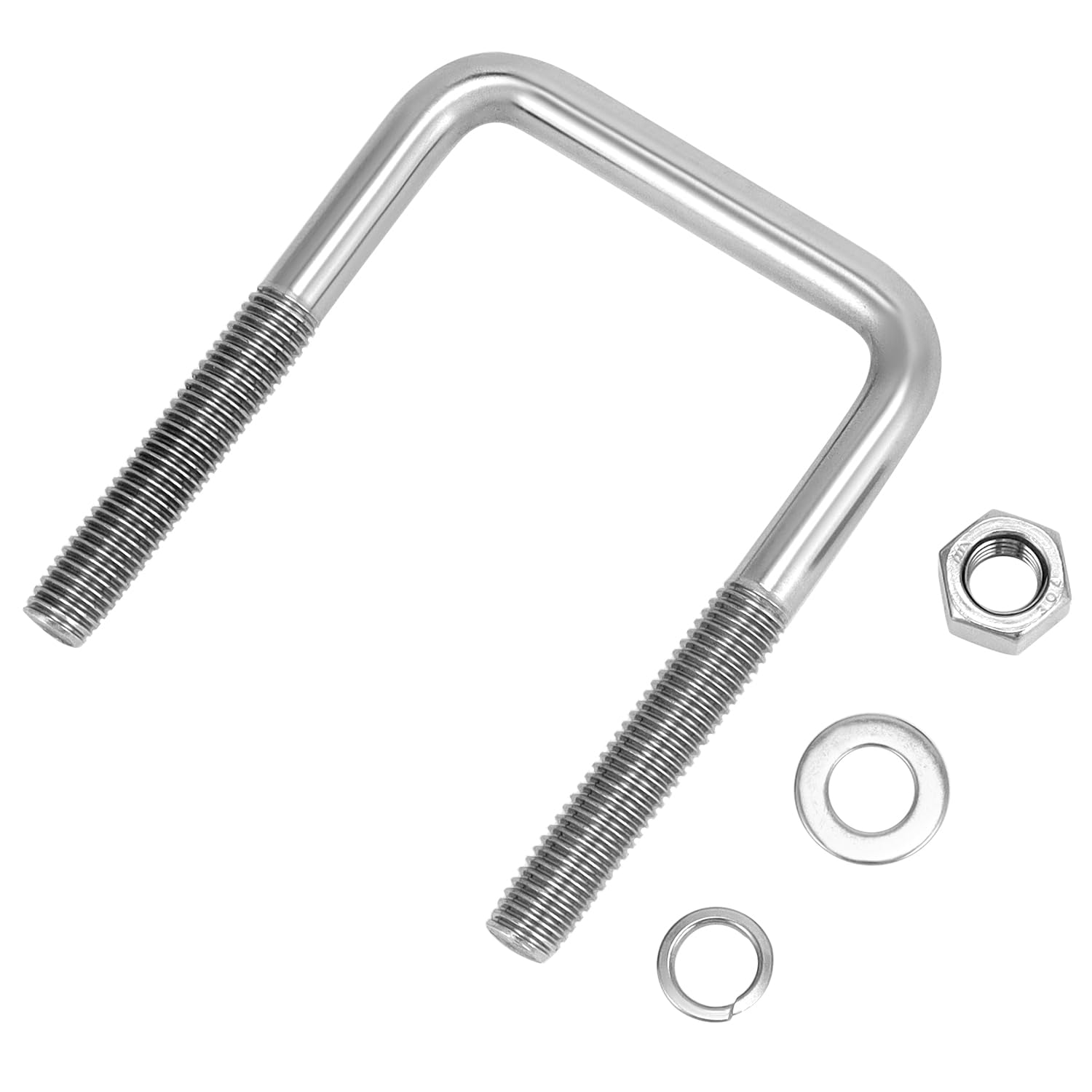 QWORK 304 Stainless Steel U-Bolts 1/2" D x 3 1/16" W x 4 5/16" L - 4 Pack Boat Trailer Ubolts for 3" Square Beams & Shafts with Lock Nuts & Washers, for Automotive, Marine & Industrial Use