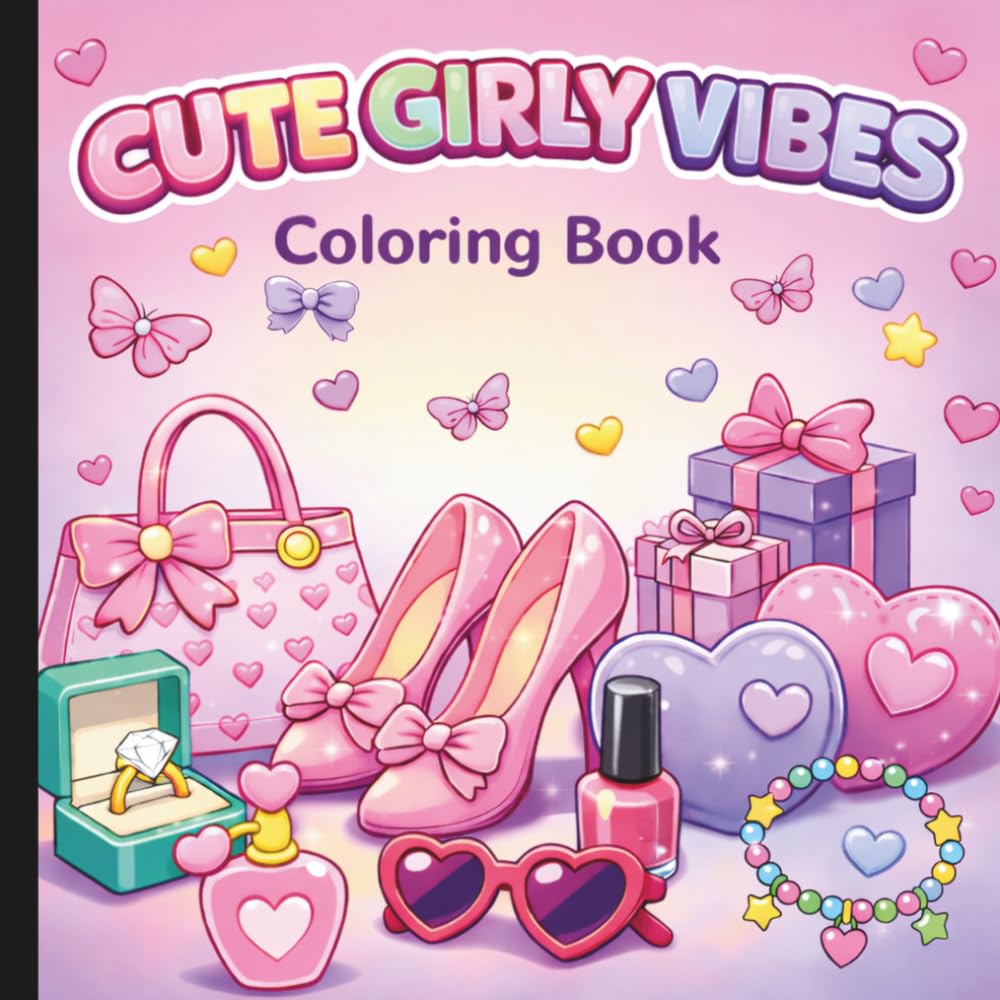 Cute Girly Vibes Coloring Book: Cute Girly Aesthetics Coloring Book