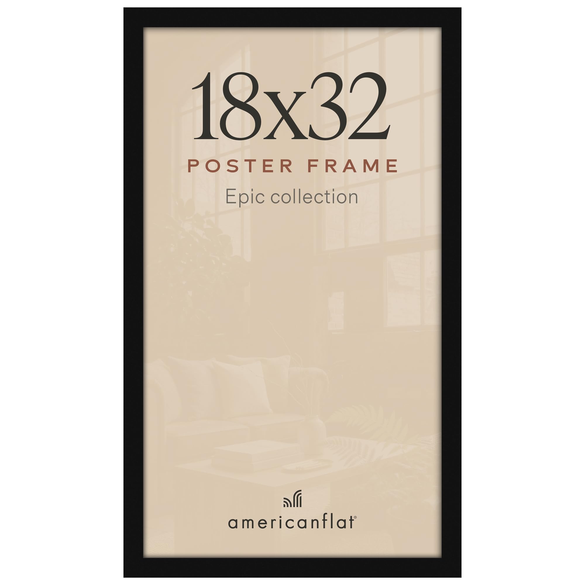 Americanflat 18x32 Poster Frame - Engineered Wood - Black