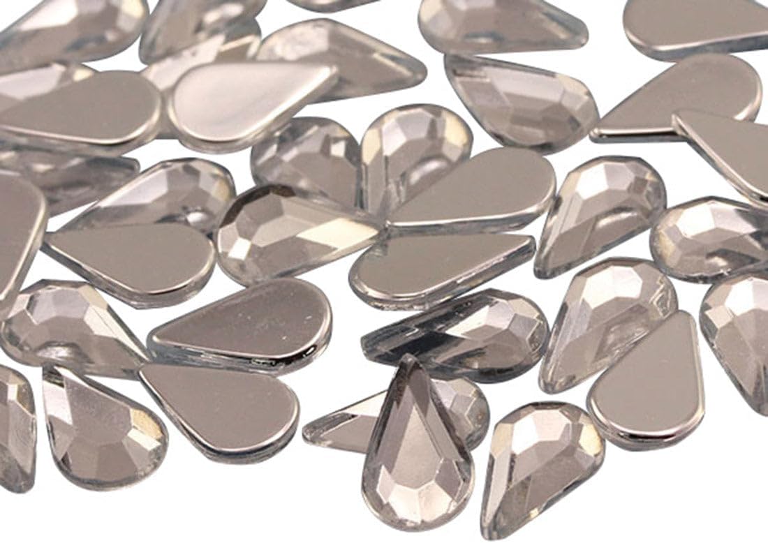 Allstarco 10x6mm Flat Back Teardrop Acrylic Rhinestones Plastic Gems for Jewelry Making Costume Jewels Cosplay Card Making Embelishments Crafts - 100 Pieces (Crystal Clear A01)