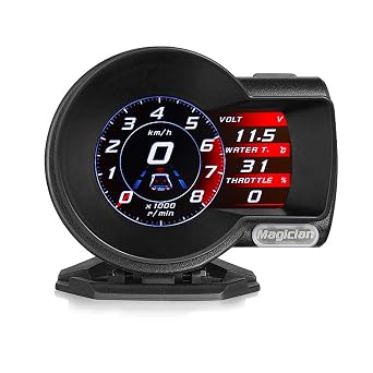 OBD2 Meter Magician F835 Magician OBD English Version Car HUD Head Up Display Multifunction Digital Meter Car Speedometer Tachometer RPM Speedometer Turbine Pressure Oil Temperature Gauge Voltage