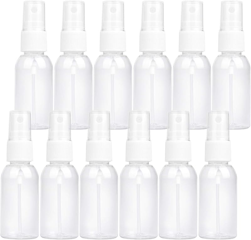 Frascos spray de névoa fina TRENDBOX transparentes em plástico, 30 mL, pacote com 12