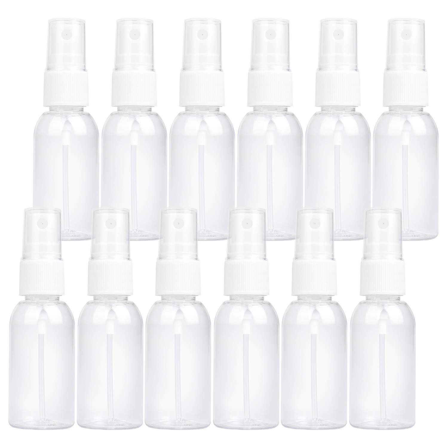 TRENDBOX 12 Pack Empty Transparent Plastic Fine Mist Spray Bottle 30 ml (1 oz)