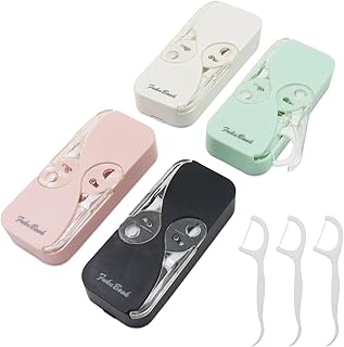4Pcs Dental Floss Portable Case Dental Floss Dispenser Dental Floss Picks Cases Automatic Floss Organizer Travel Floss for Women Men Teeth Cleaning