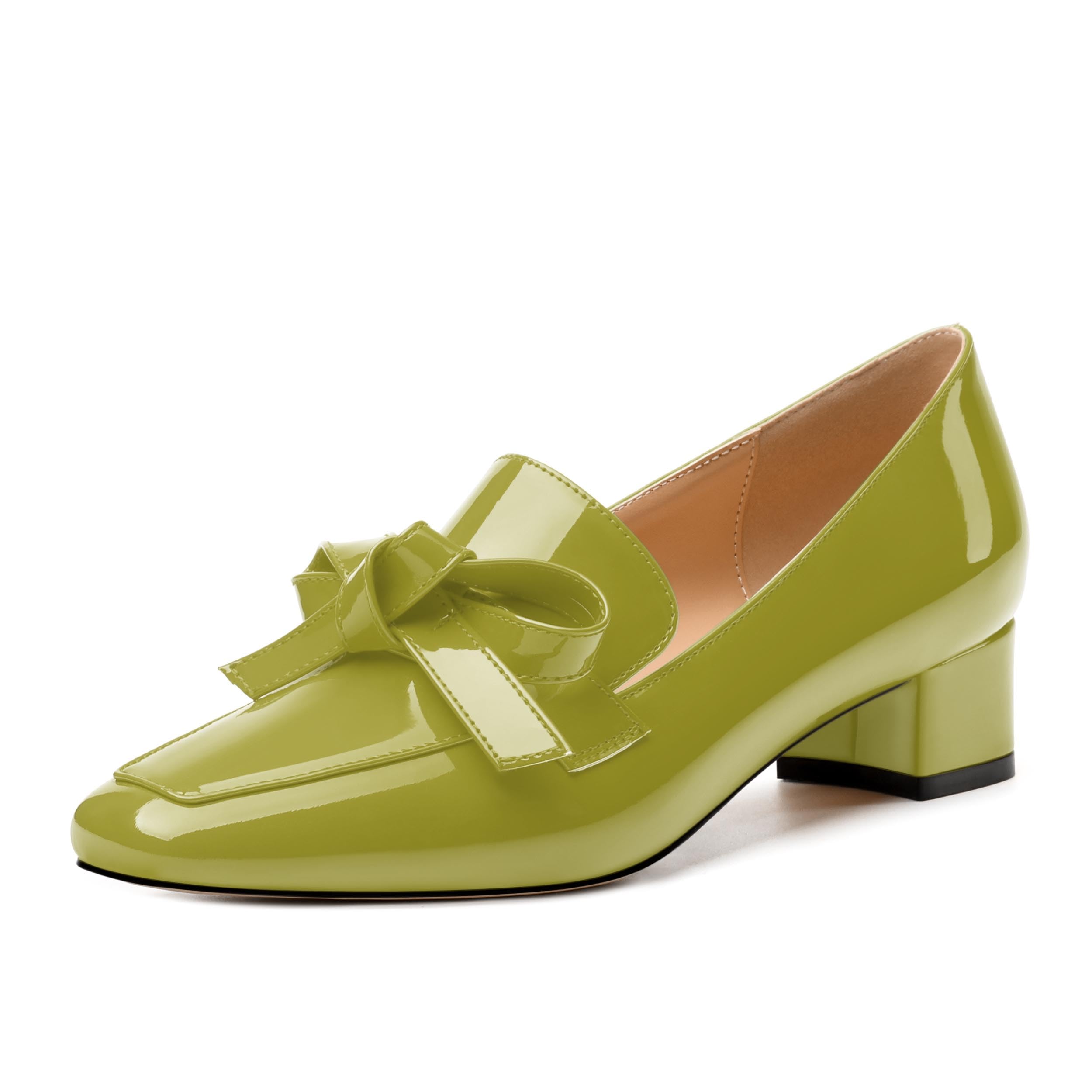 Womens Loafer with Heel, Comfortable Chunky Heels for Women, Loafers Shoes with Bowknot Womens Bunion Dress Shoes
